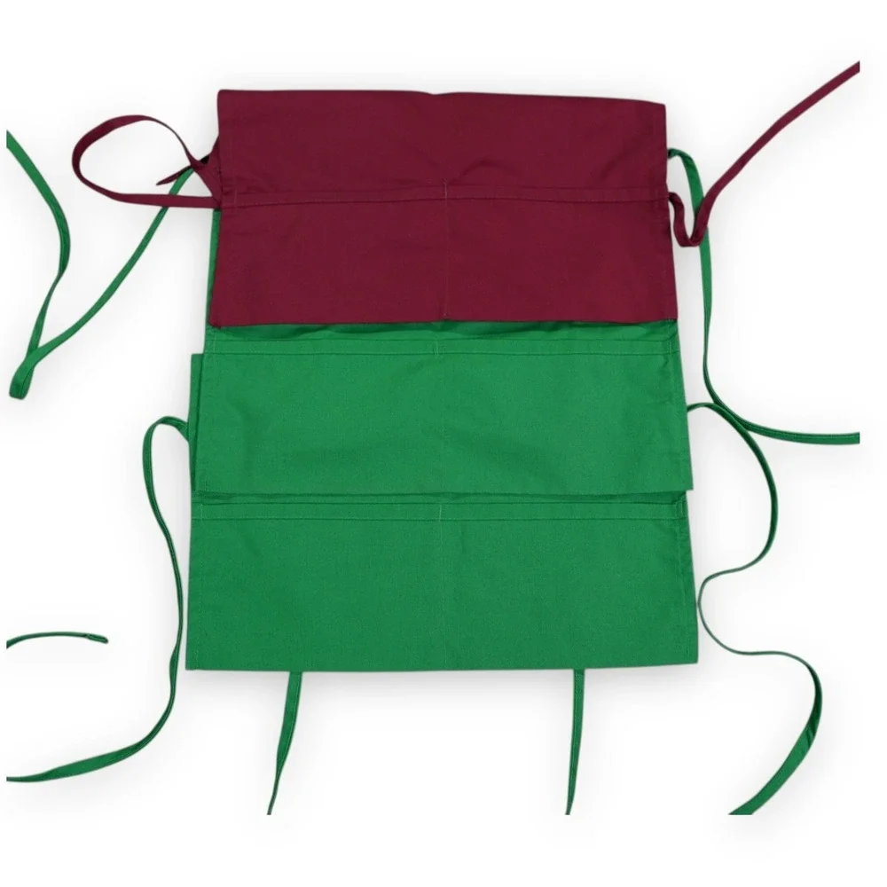 VTG Set of 3‎ Fame 3 Pocket Bib Apron Burgundy Green Made In USA